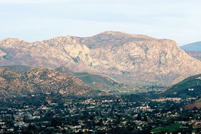 Aerial view of mountains against sky