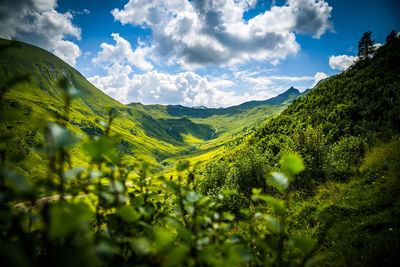 Scenic view of mountains against sky