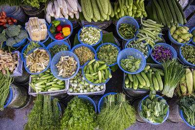 High angle view of food for sale at market