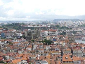 High angle view of townscape against sky