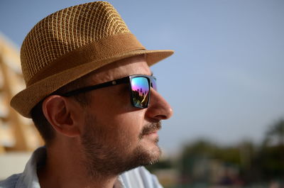 Close-up of man wearing sunglasses