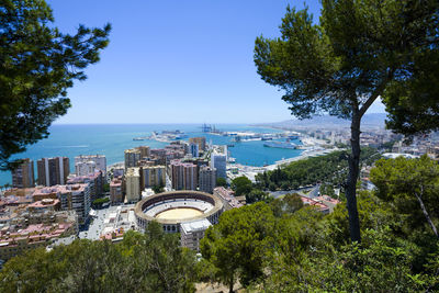 Aerial view of malaga city, spain