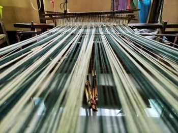 High angle view of woman working in factory