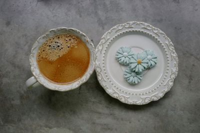 High angle view of coffee on table