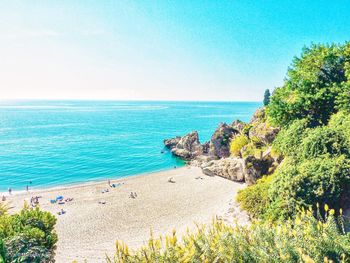 Scenic view of sea against clear sky