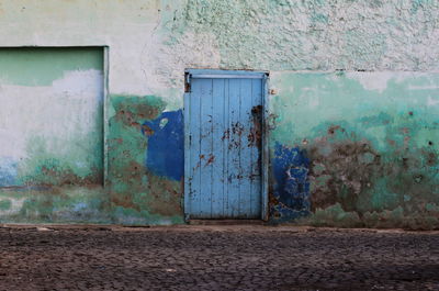 Close-up of blue door