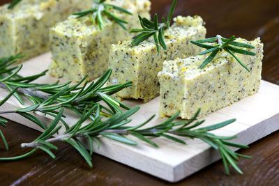 Baked polenta with italian cheese and rosemary