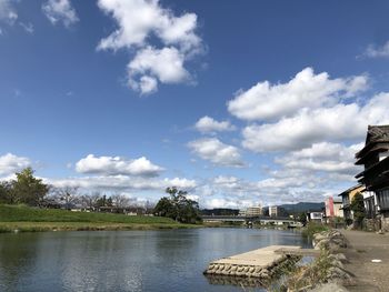 River by city against sky