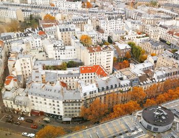 High angle view of street amidst buildings in city