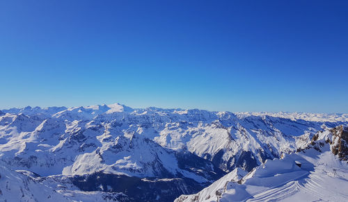 Snow-covered mountain landscape in the kaprun ski area austrian alps