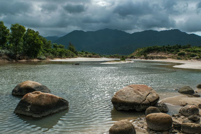 Scenic view of lake against sky