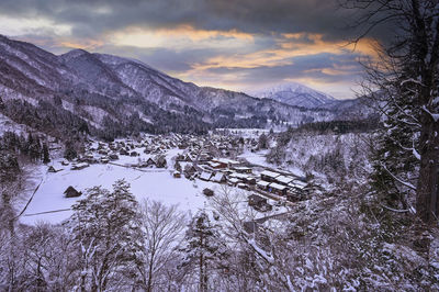 Winter japan sirakawago. beautiful and feel worm