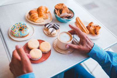 High angle view of food on table