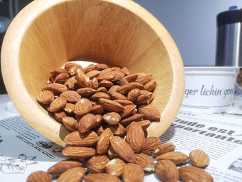 Close-up of coffee beans on table