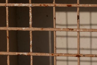 Full frame shot of rusty metal grate window