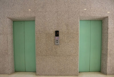 Closed door of elevator in building