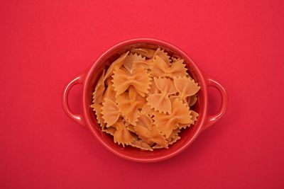 Close-up of food against red background