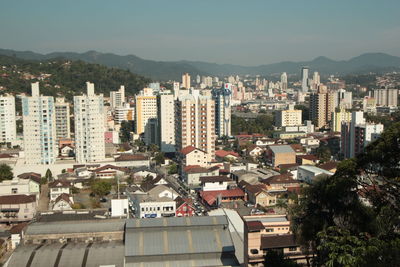 High angle view of cityscape against sky