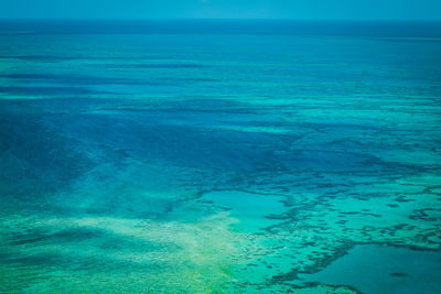 Scenic view of sea against blue sky