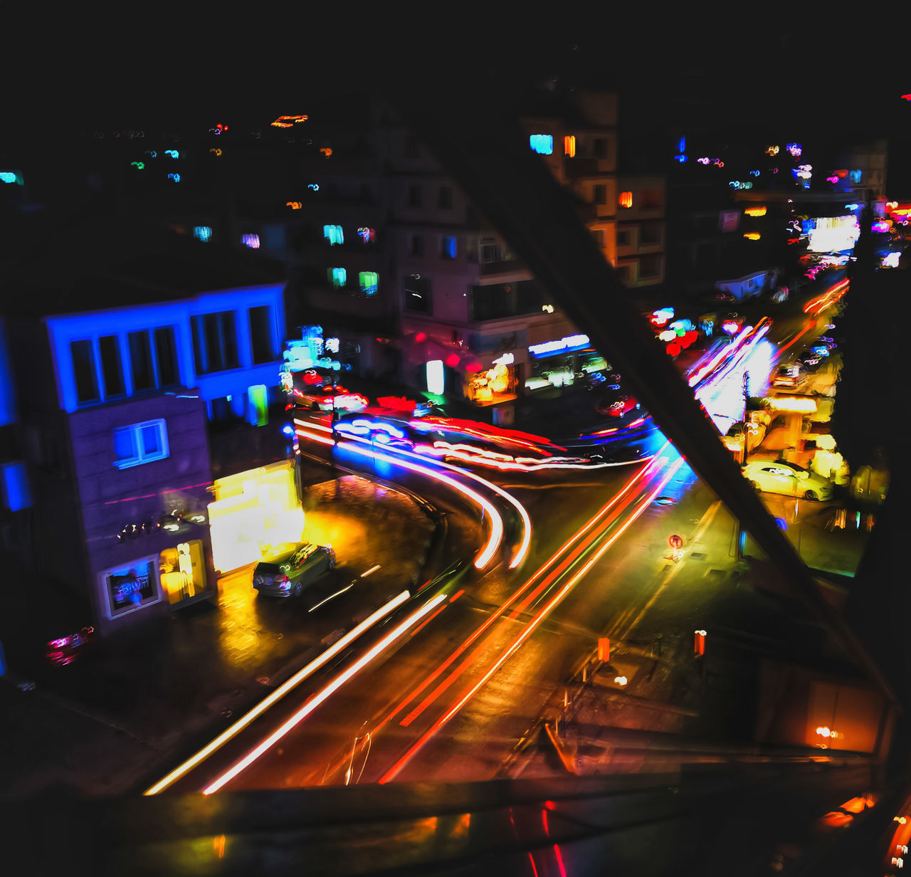 LIGHT TRAILS ON CITY STREET