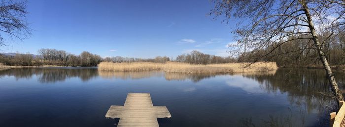 Scenic view of lake against sky