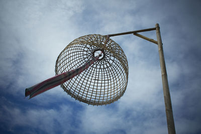 Low angle view of basketball hoop against sky