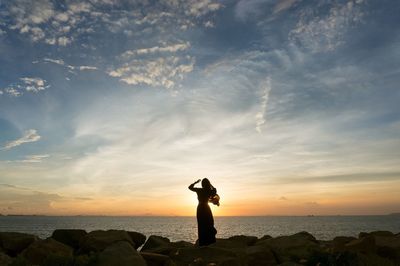 Scenic view of sea at sunset