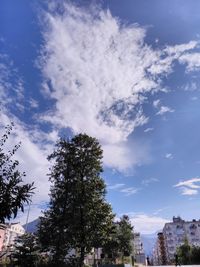 Low angle view of building against cloudy sky