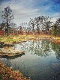 Scenic view of lake against sky