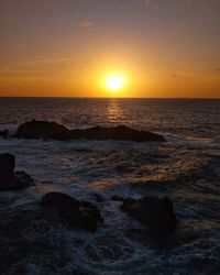 Scenic view of sea during sunset