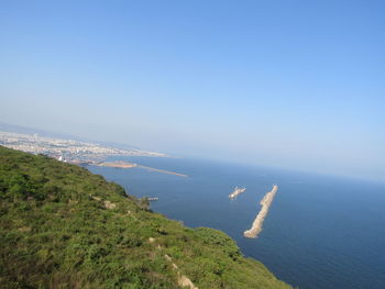 High angle view of sea against sky