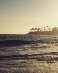 Scenic view of sea against clear sky