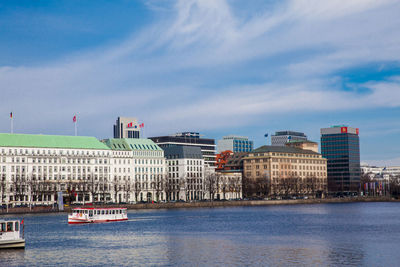 Touristic boats at the inner alster lake in hamburg