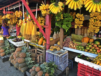 Variety of fruits for sale in market