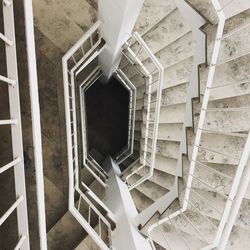 High angle view of spiral staircase in building