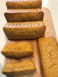 Close-up of stack of bread