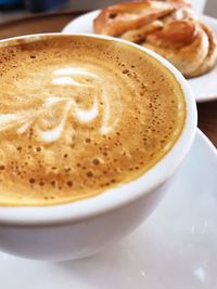 Directly above shot of coffee served on table