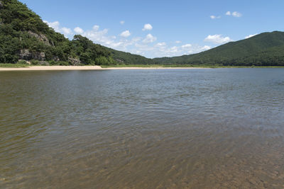 Scenic view of lake against sky