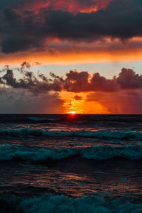 Scenic view of sea against sky during sunset