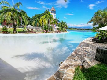 Scenic view of swimming pool against sky