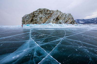 Scenic view of frozen sea against sky