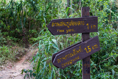 Information sign on plants