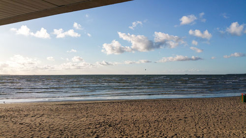 Scenic view of sea against cloudy sky