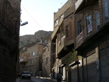 Low angle view of residential buildings against sky