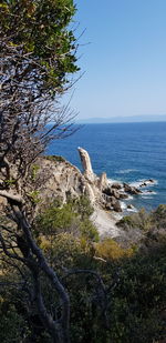 Scenic view of sea against clear sky