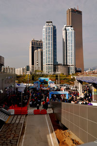 View of skyscrapers in city