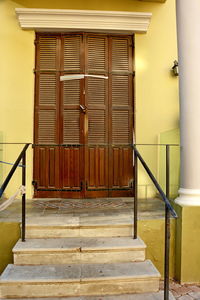 Closed door of building