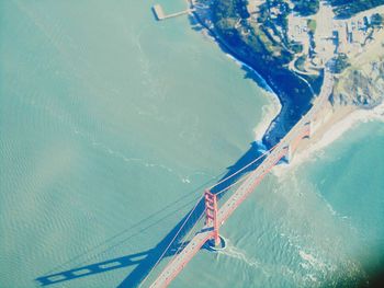 Aerial view of sea and mountain