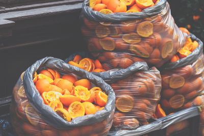 Bags of organic food waste