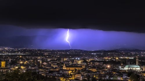 Panoramic view of illuminated city against sky at night